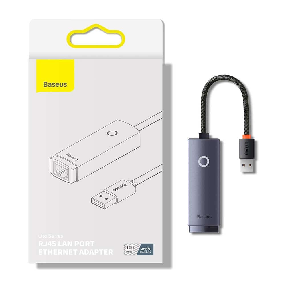 Baseus Lite Series USB adapter - RJ45 LAN socket 100Mbps gray (WKQX000013) 21