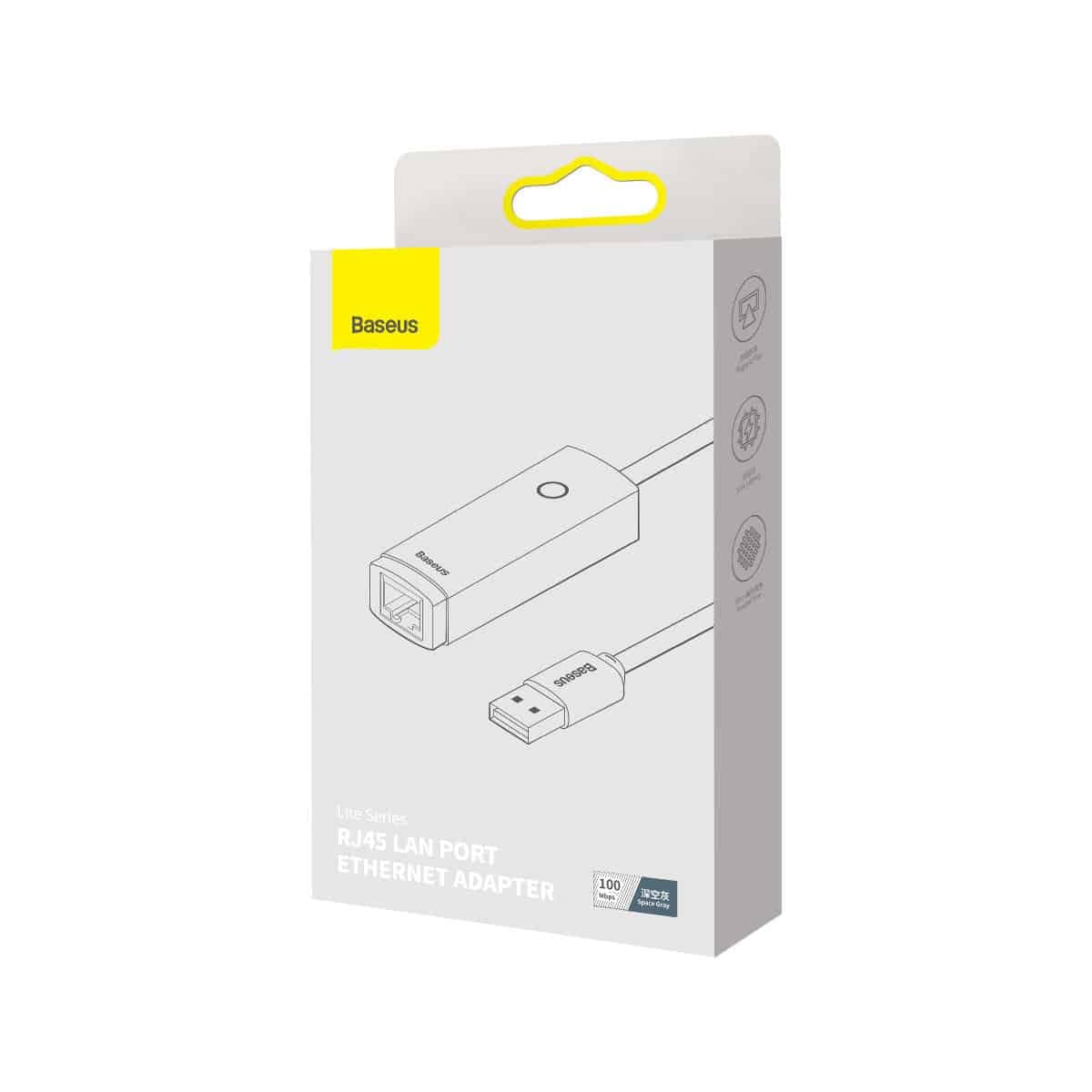 Baseus Lite Series USB adapter - RJ45 LAN socket 100Mbps gray (WKQX000013) 5