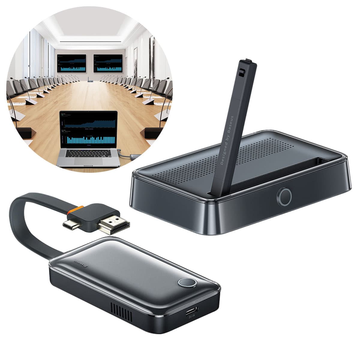 Baseus Set of Transmitter and Receiver for Wireless HDMI 4K 30Hz (Black) (WKGQ050013)