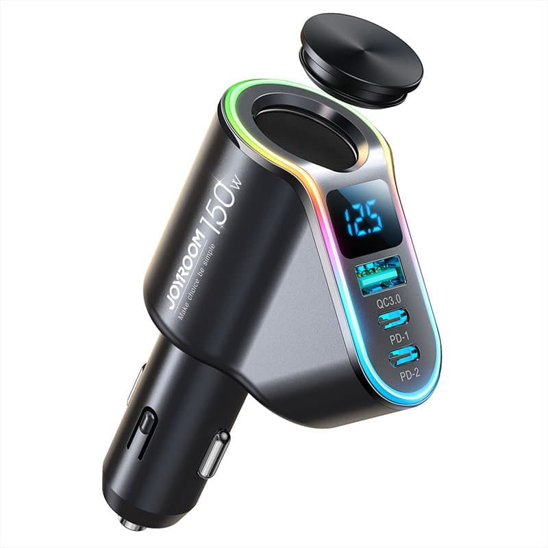Joyroom fast car charger 4in1 USB-A QC3.0 / 2xUSB-C PD 150W Μαύρο (JR-CL21)