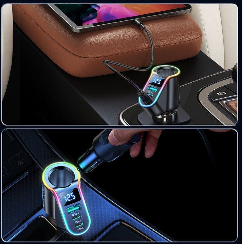 Joyroom fast car charger 4in1 USB-A QC3.0 / 2xUSB-C PD 150W Μαύρο (JR-CL21) 12