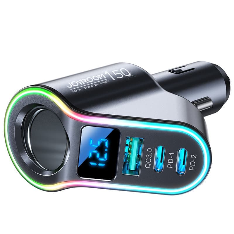 Joyroom fast car charger 4in1 USB-A QC3.0 / 2xUSB-C PD 150W Μαύρο (JR-CL21) 2
