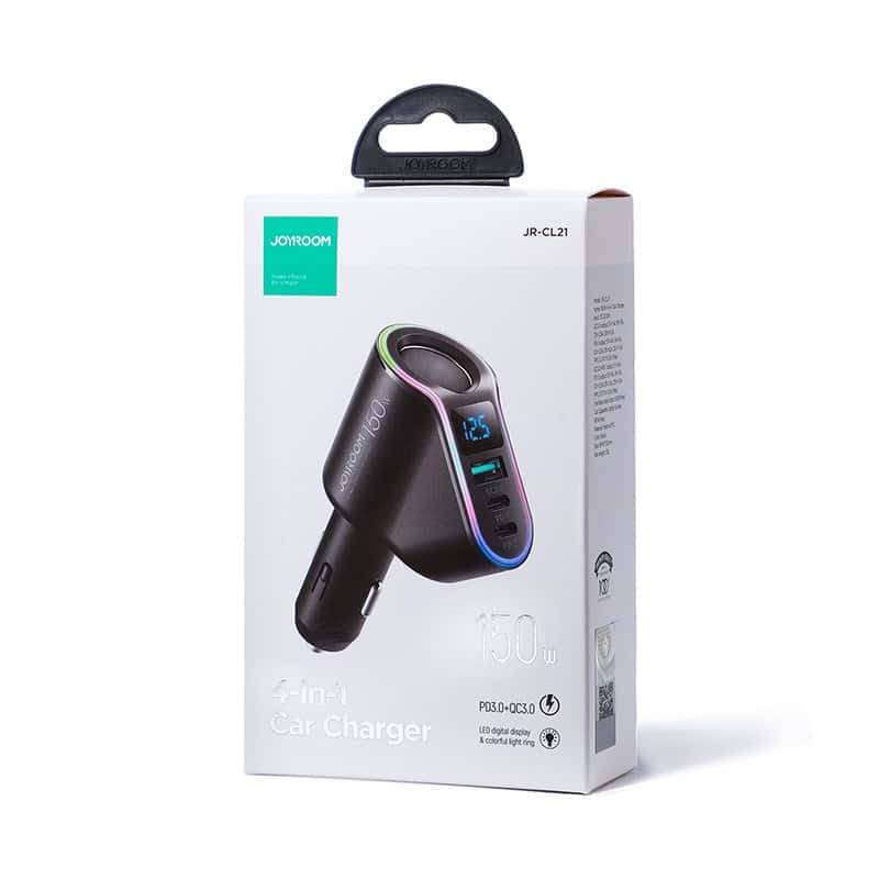 Joyroom fast car charger 4in1 USB-A QC3.0 / 2xUSB-C PD 150W Μαύρο (JR-CL21) 5