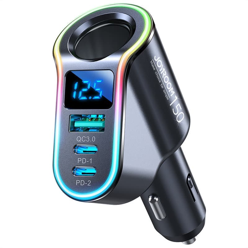 Joyroom fast car charger 4in1 USB-A QC3.0 / 2xUSB-C PD 150W Μαύρο (JR-CL21) 9