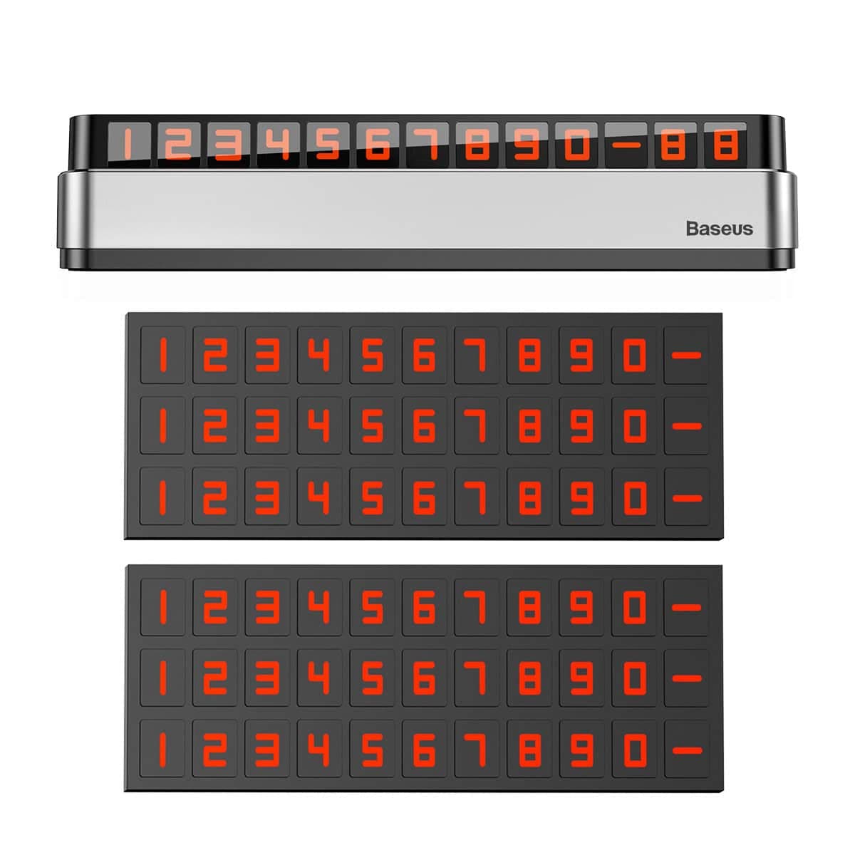 Baseus Moonlight Box Series silver parking number plate with telephone number 8