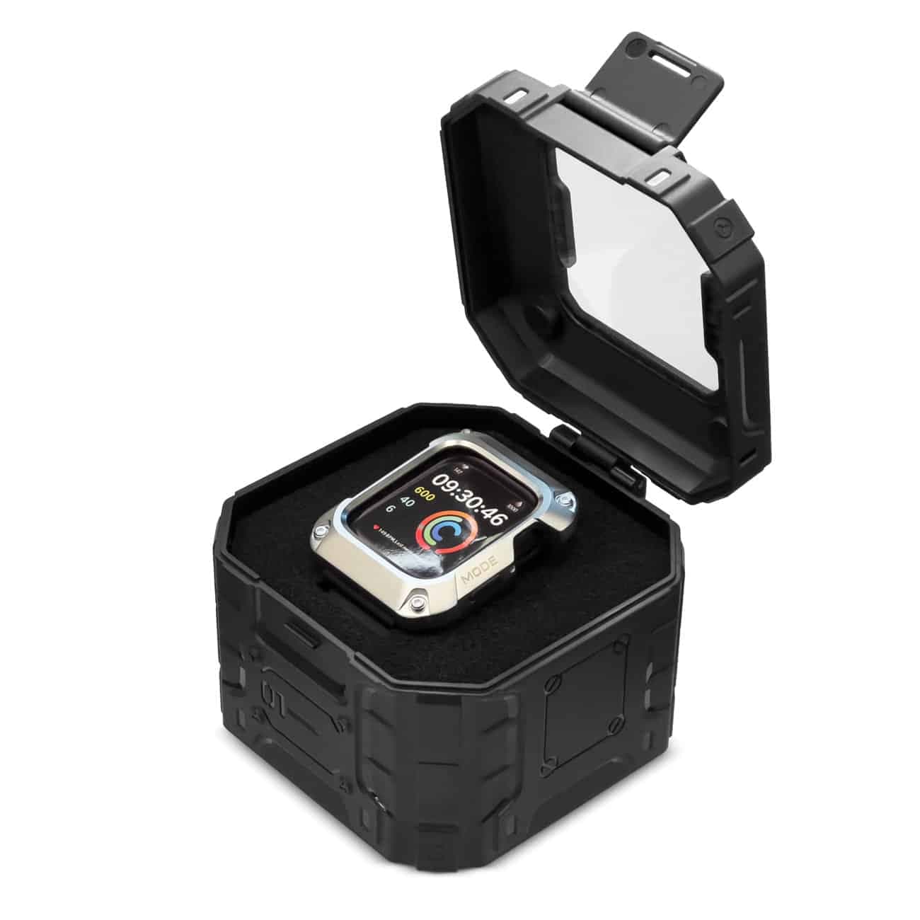 Kingxbar CYF148 2in1 Rugged Case for Apple Watch 8, 7 (45 mm) Stainless Steel with Strap Silver 5
