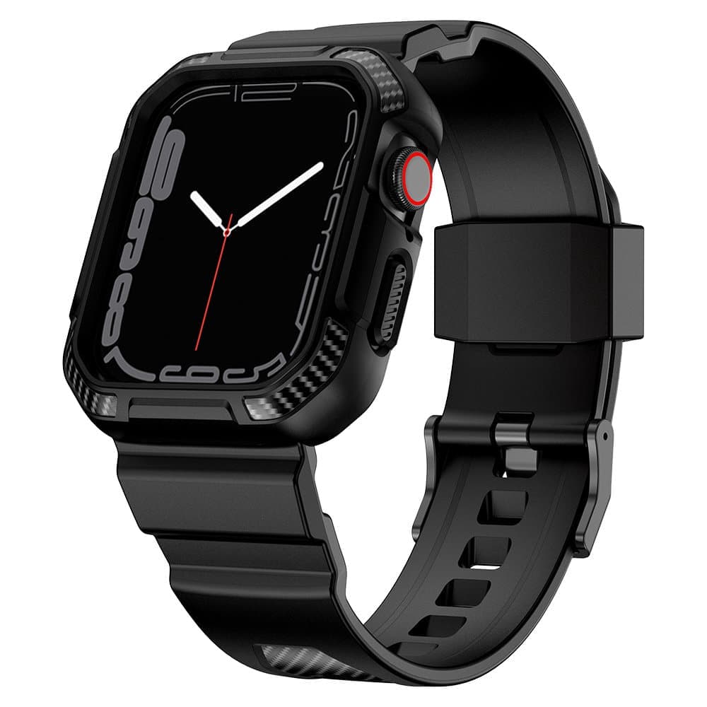 Kingxbar CYF537 2in1 Armored Case for Apple Watch SE/8/7/6/5/4/3/2/1 (45/44/42 mm) with black strap