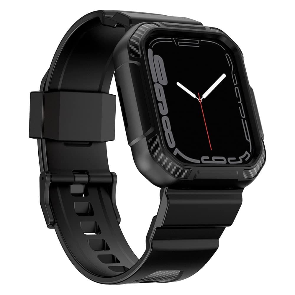 Kingxbar CYF537 2in1 Armored Case for Apple Watch SE/8/7/6/5/4/3/2/1 (45/44/42 mm) with black strap 2