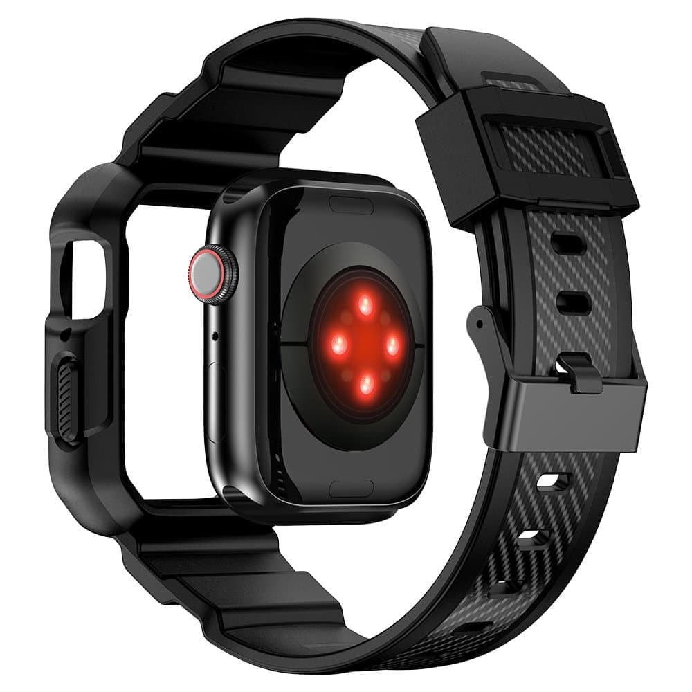 Kingxbar CYF537 2in1 Armored Case for Apple Watch SE/8/7/6/5/4/3/2/1 (45/44/42 mm) with black strap 6