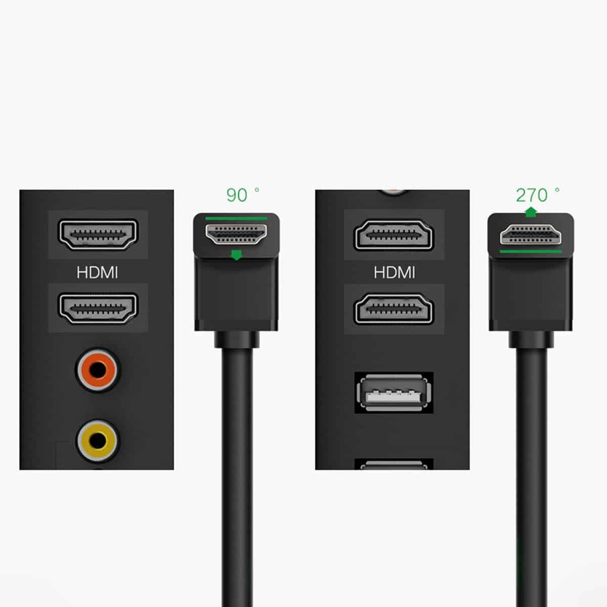 Ugreen angled HDMI cable (90°) 4K 2m Μαύρο (HD103) 2