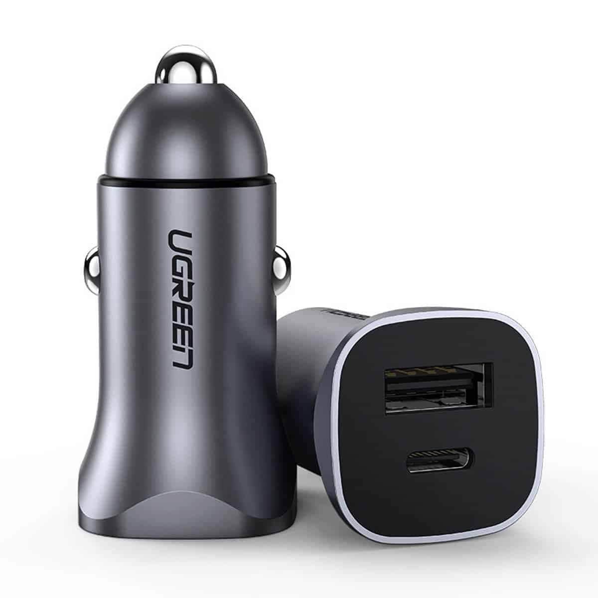 Ugreen fast car charger USB-A / USB-C 30W PD PPS Γκρί (CD130)