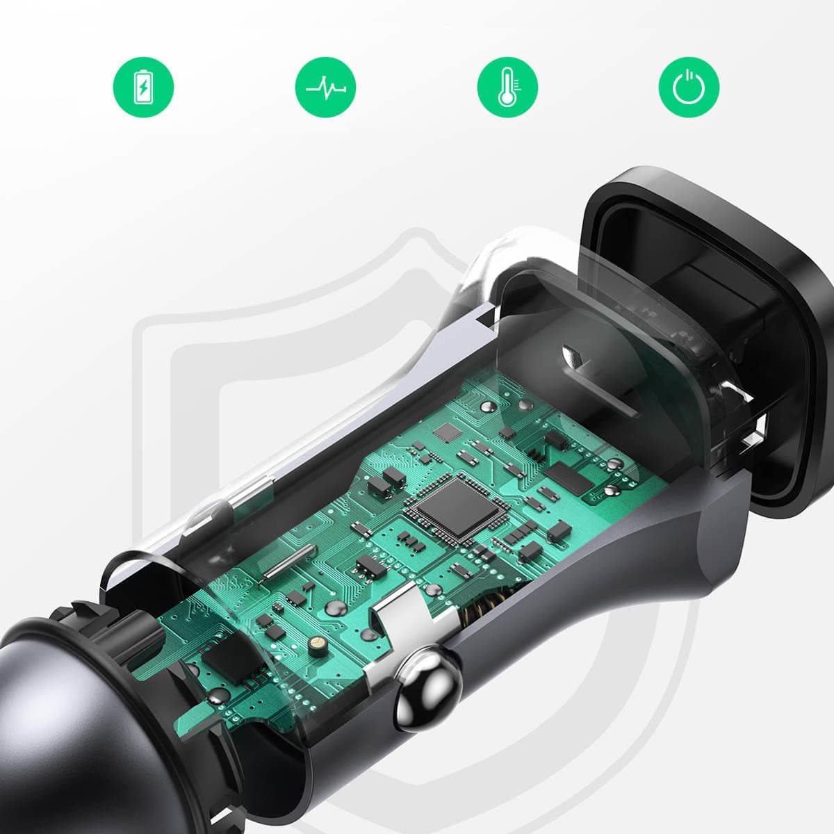 Ugreen fast car charger USB-A / USB-C 30W PD PPS Γκρί (CD130) 14