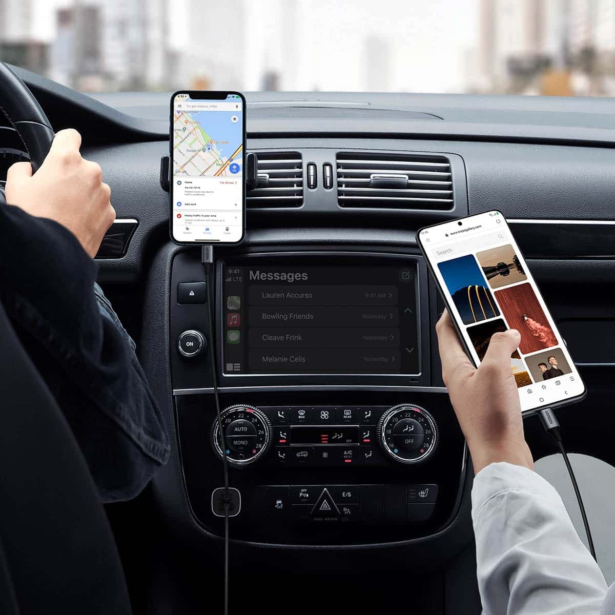 Ugreen fast car charger USB-A / USB-C 30W PD PPS Γκρί (CD130) 3