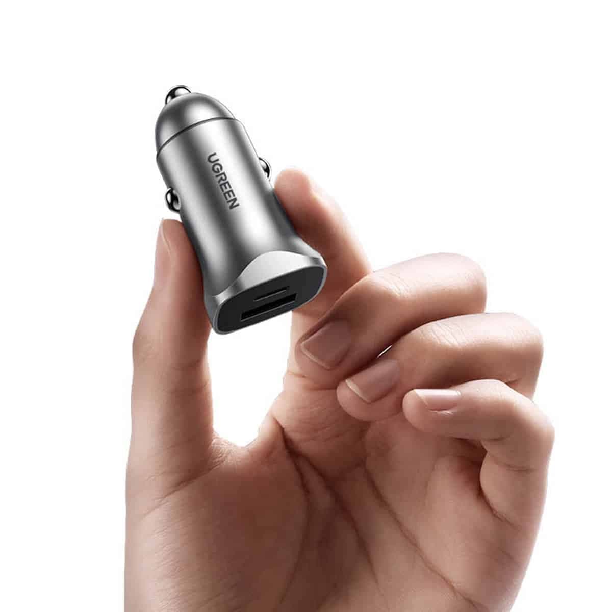 Ugreen fast car charger USB-A / USB-C 30W PD PPS Γκρί (CD130) 8