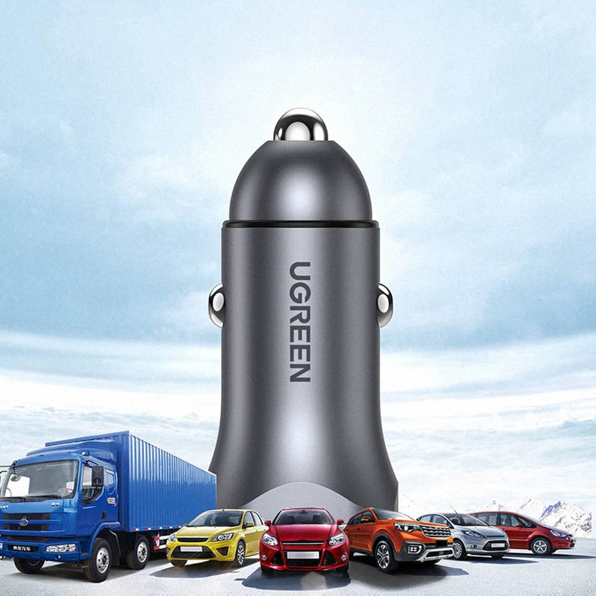 Ugreen fast car charger USB-A / USB-C 30W PD PPS Γκρί (CD130) 17