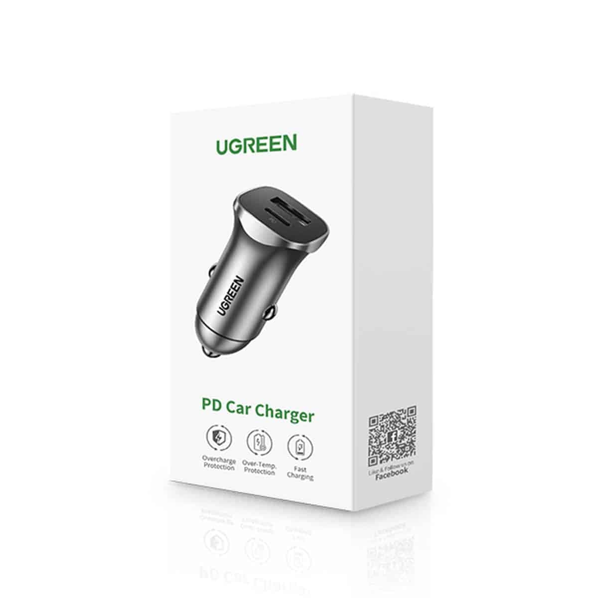 Ugreen fast car charger USB-A / USB-C 30W PD PPS Γκρί (CD130) 5