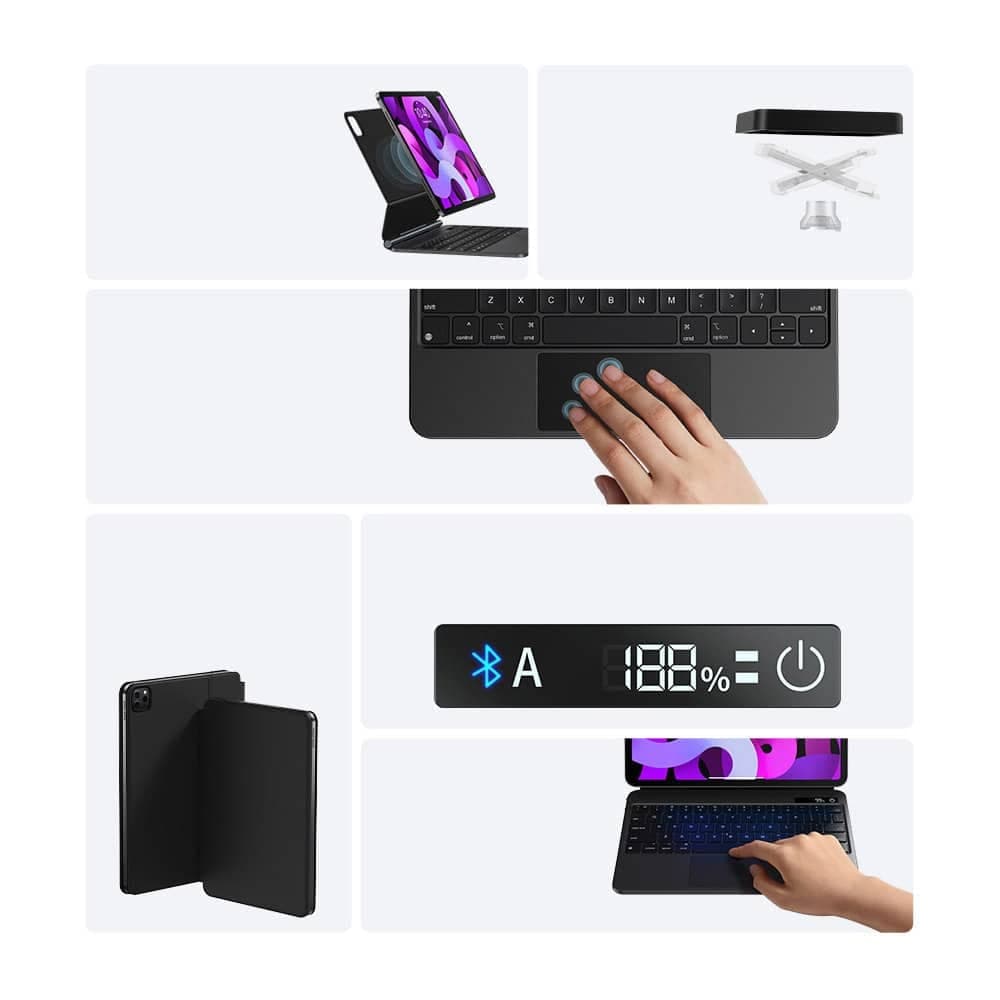 Baseus Brilliance bluetooth keyboard case iPad Pro 11'' (2018) / iPad Air 4 10.9'' / iPad Air 5 10.9'' / iPad 10 10.9'' (2022) magnetic flip stand Γκρί 10