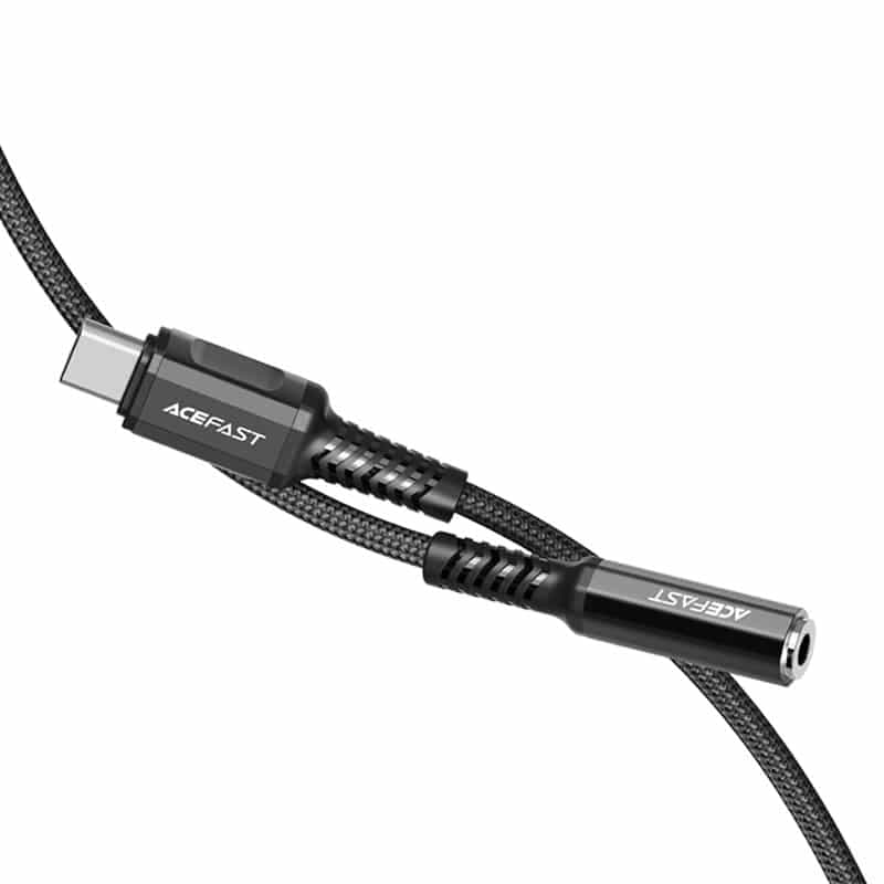 Acefast audio cable USB Type C - 3.5mm mini jack (female) 18cm, DAC, AUX black (C1-07 black) 3