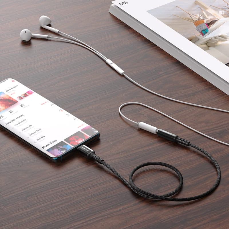 Acefast audio cable USB Type C - 3.5mm mini jack (female) 18cm, DAC, AUX black (C1-07 black) 4