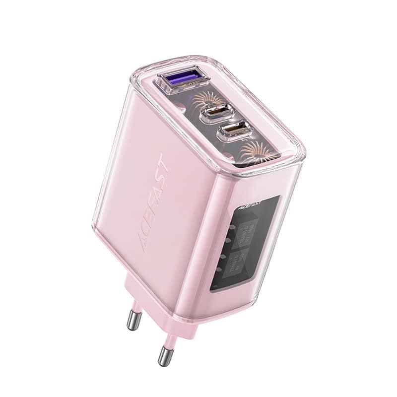 Acefast charger GaN 65W 3 ports (1xUSB, 2xUSB C) Μώβ (A45) 3