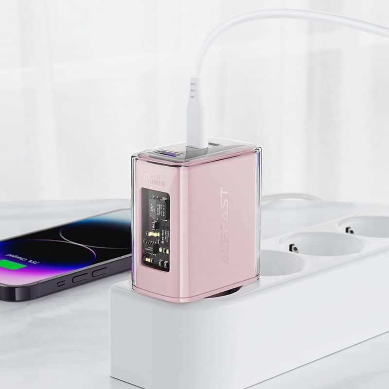 Acefast charger GaN 65W 3 ports (1xUSB, 2xUSB C) Μώβ (A45) 9