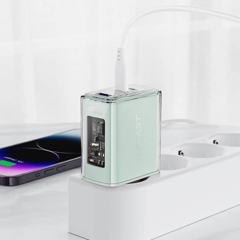 Acefast charger GaN 65W 3 ports (1xUSB, 2xUSB C) Μώβ (A45) 10