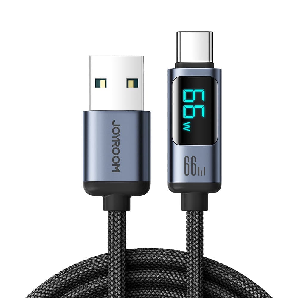 Joyroom cable USB C - USB A 66W 1.2m with LED display (Μαύρο) (S-AC066A16)