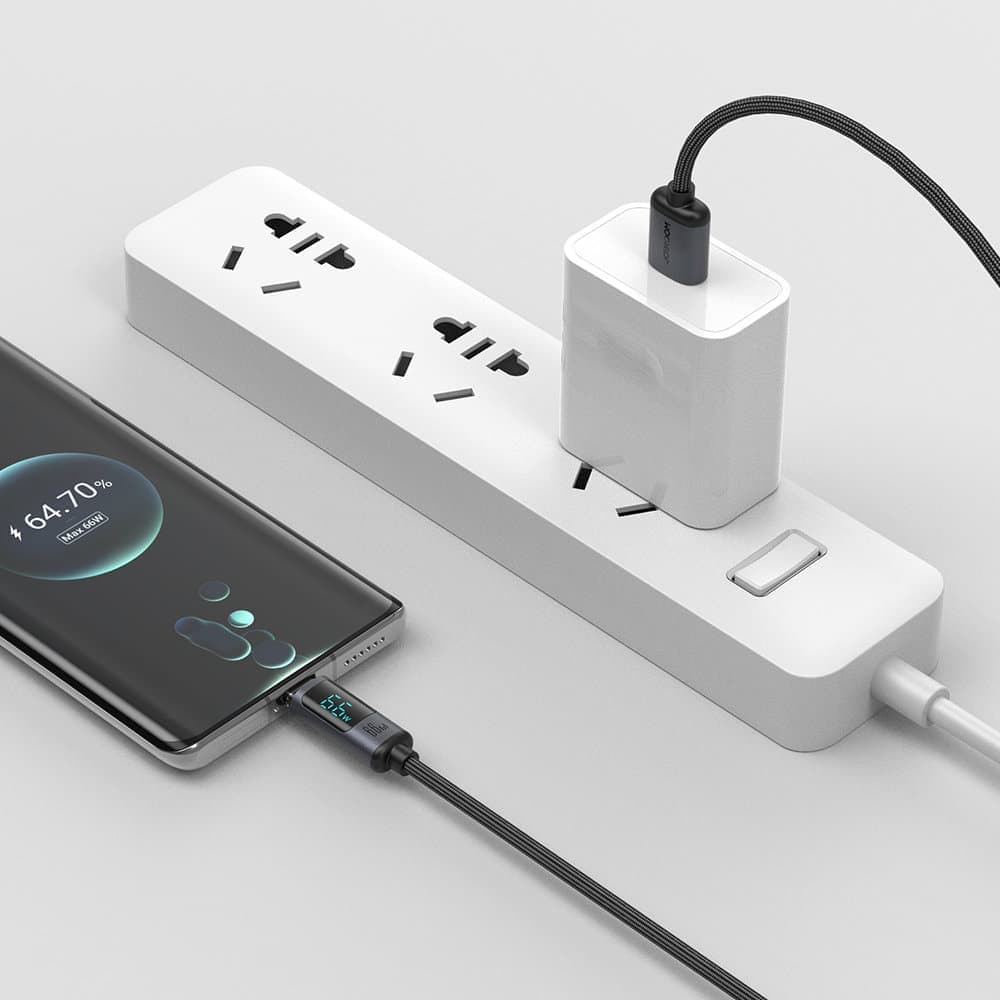Joyroom cable USB C - USB A 66W 1.2m with LED display (Μαύρο) (S-AC066A16) 10