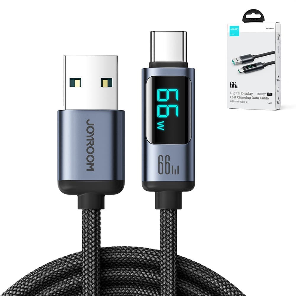 Joyroom cable USB C - USB A 66W 1.2m with LED display (Μαύρο) (S-AC066A16) 14