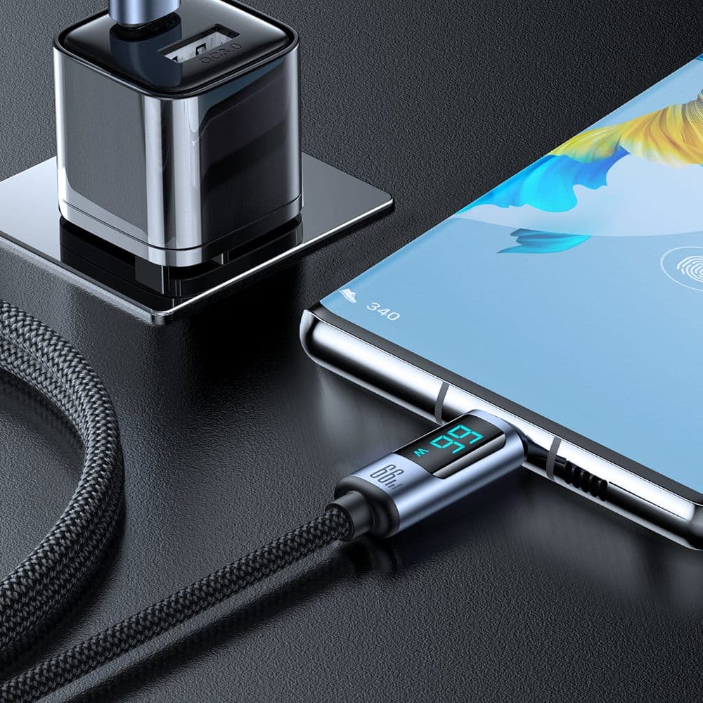 Joyroom cable USB C - USB A 66W 1.2m with LED display (Μαύρο) (S-AC066A16) 3