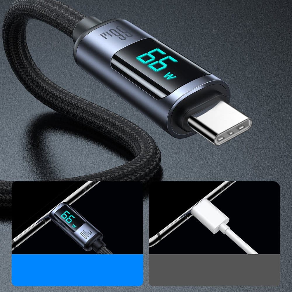 Joyroom cable USB C - USB A 66W 1.2m with LED display (Μαύρο) (S-AC066A16) 5