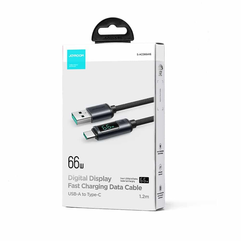Joyroom cable USB C - USB A 66W 1.2m with LED display (Μαύρο) (S-AC066A16) 8