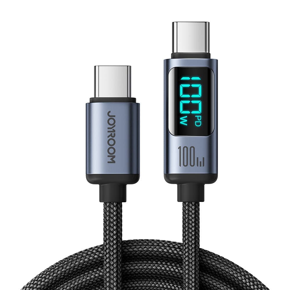 Joyroom καλώδιο USB C - USB C 100W 1.2m with LED display (Μαύρο) (S-CC100A16)