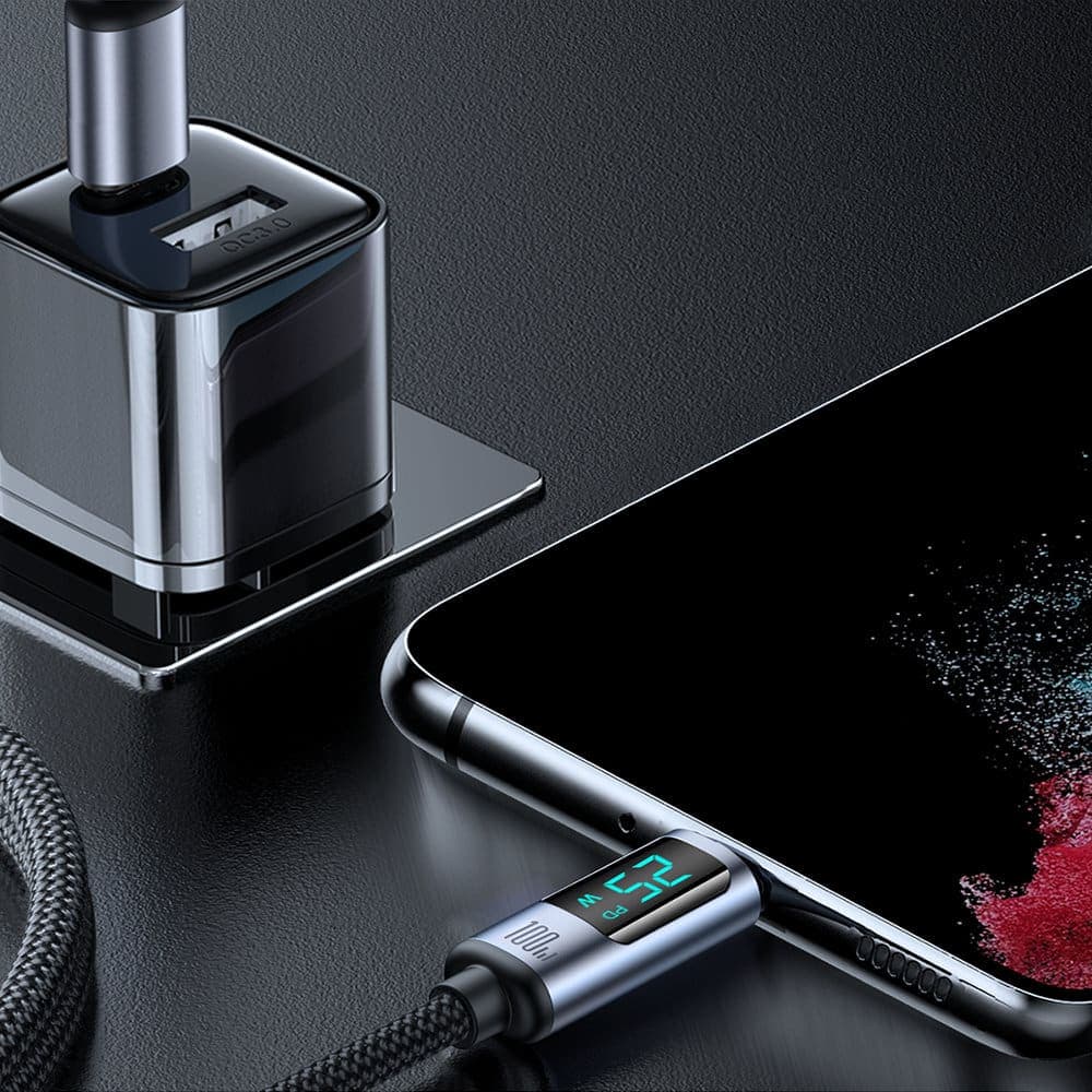 Joyroom καλώδιο USB C - USB C 100W 1.2m with LED display (Μαύρο) (S-CC100A16) 3