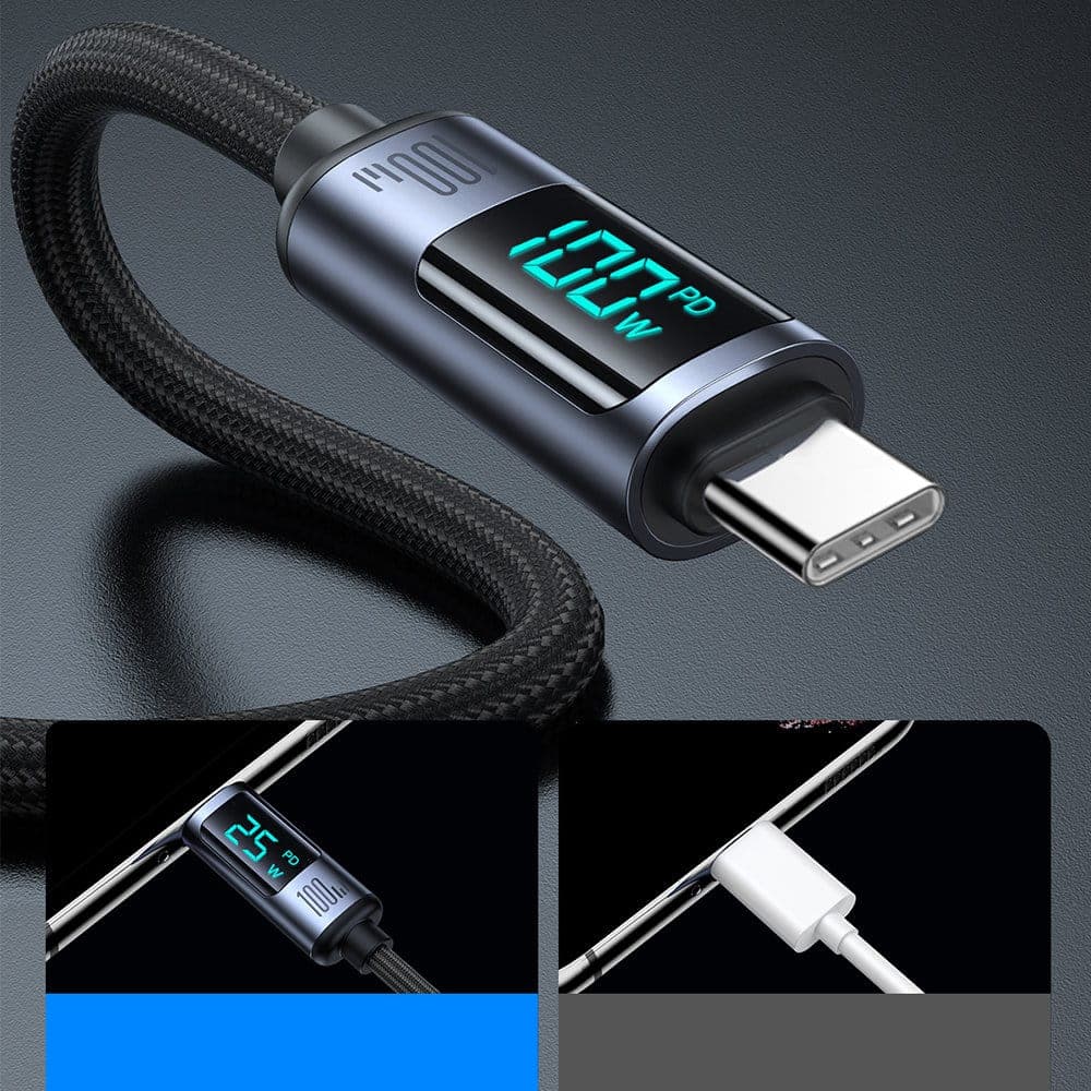 Joyroom καλώδιο USB C - USB C 100W 1.2m with LED display (Μαύρο) (S-CC100A16) 5