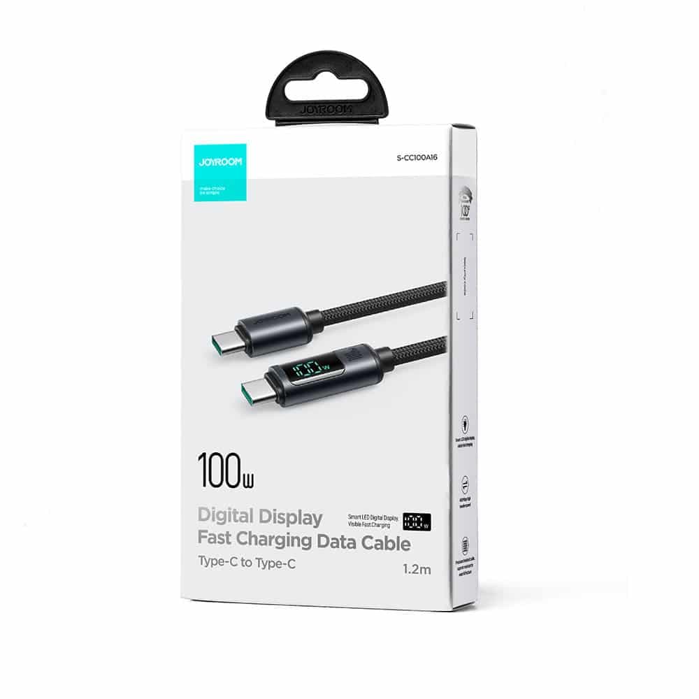 Joyroom καλώδιο USB C - USB C 100W 1.2m with LED display (Μαύρο) (S-CC100A16) 8