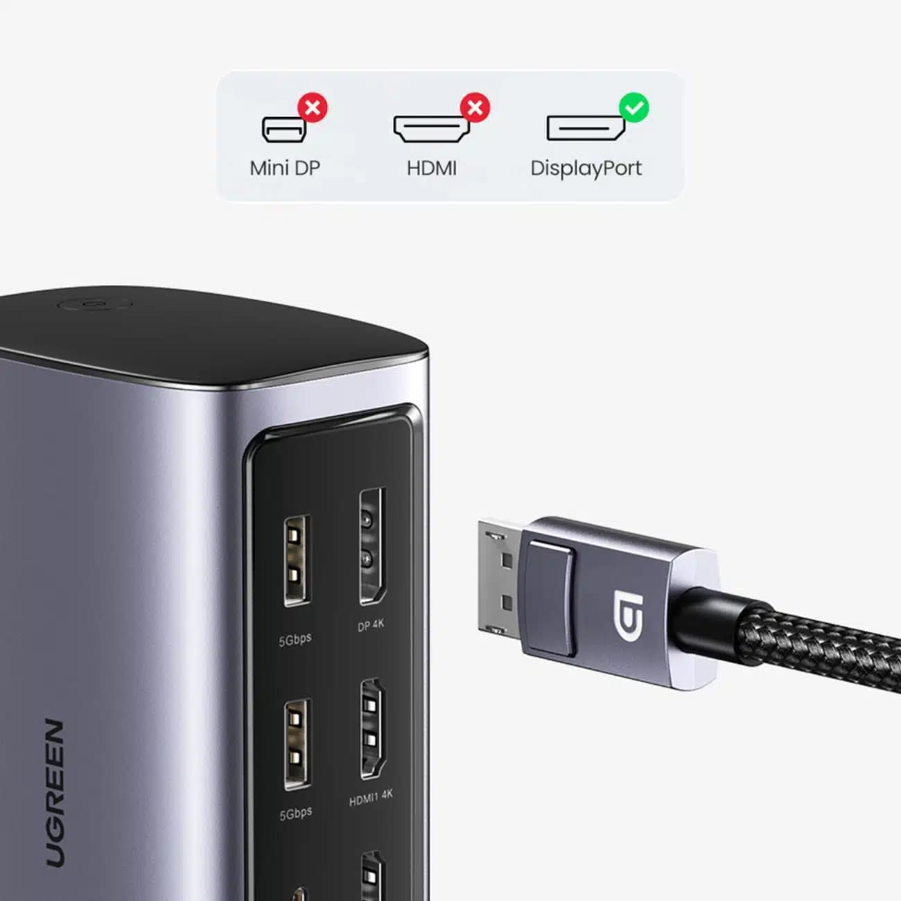 Ugreen Multifunction HUB 12in1 USB C USB HDMI DP RJ45 AUX SD TF Γκρί (CM555) 5