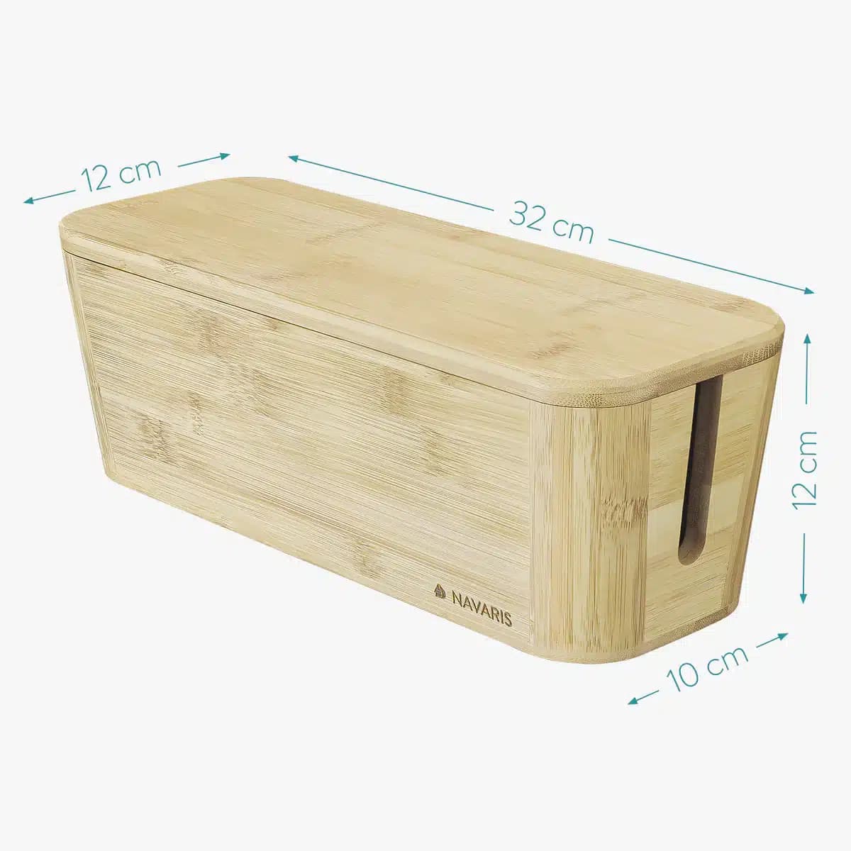 Navaris Κουτί Οργάνωσης Καλωδίων με Καπάκι 32 x 12 x 11 cm (Bamboo) 2