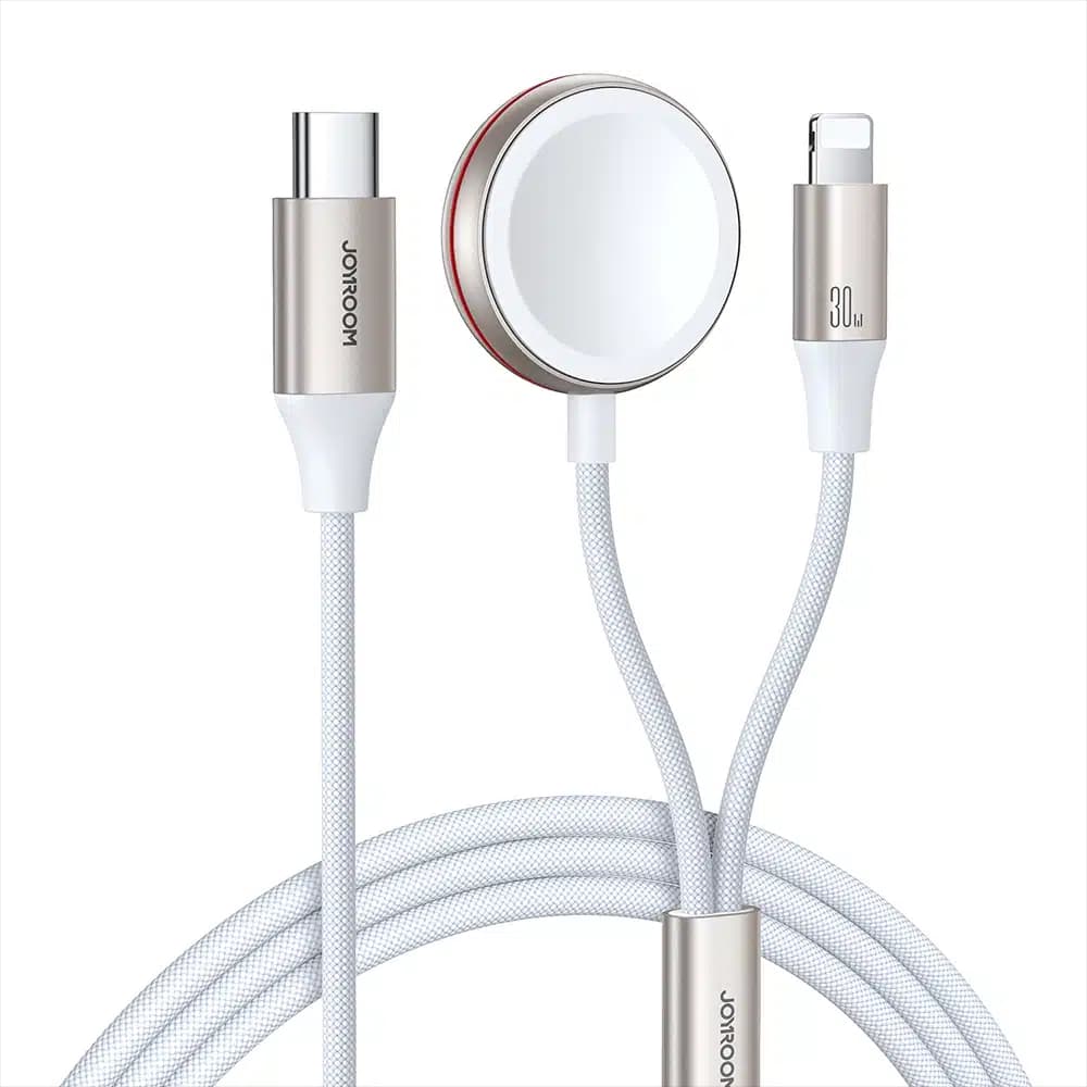 Joyroom 2 in 1 Lightning cable and inductive charger for Apple Watch 1.5m (Λευκό) (S-IW011)