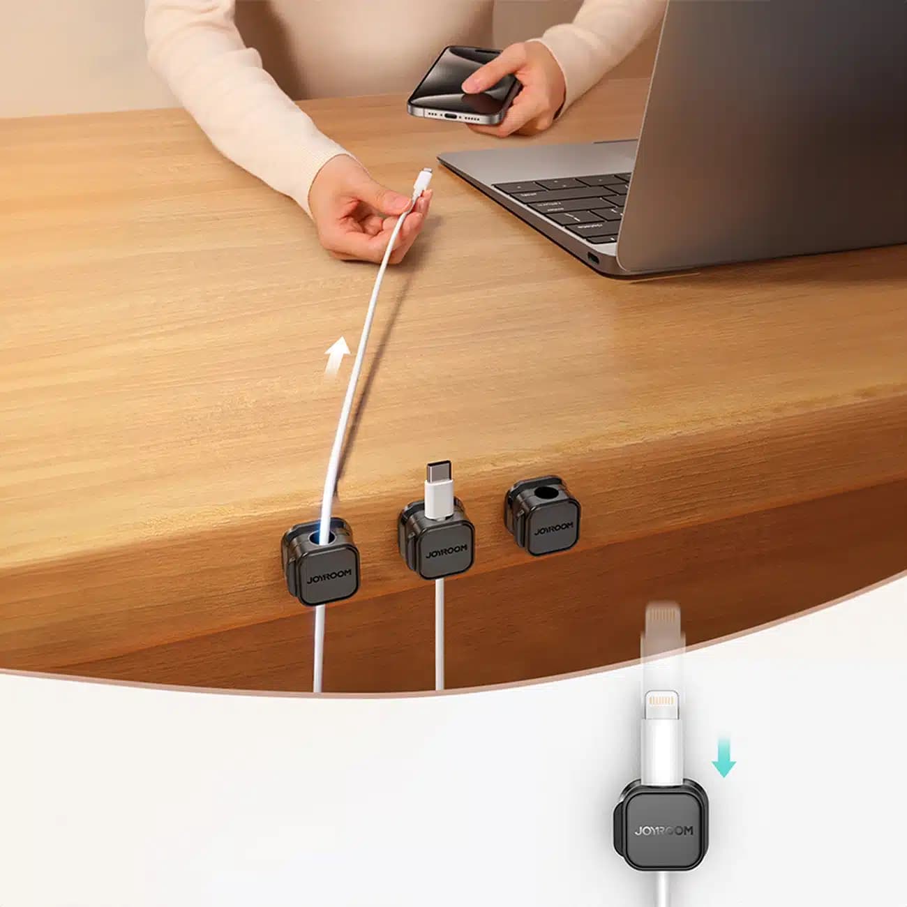Joyroom JR-ZS368 magnetic cable organizer - Μαύρο (3 pcs.) 9