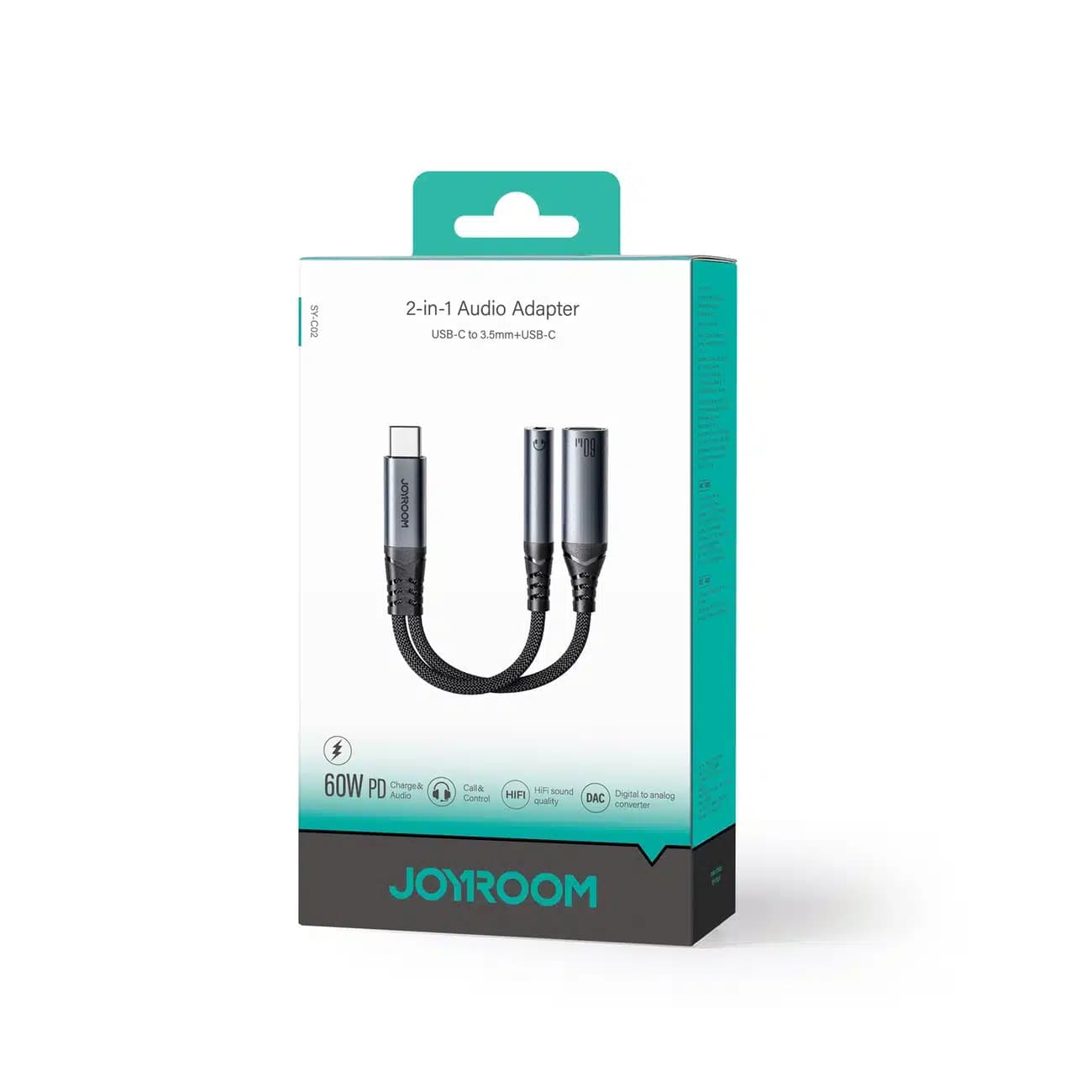 Joyroom SY-C02 2in1 DAC adapter USB-C to USB-C / 3.5 mm mini jack - Μαύρο 5