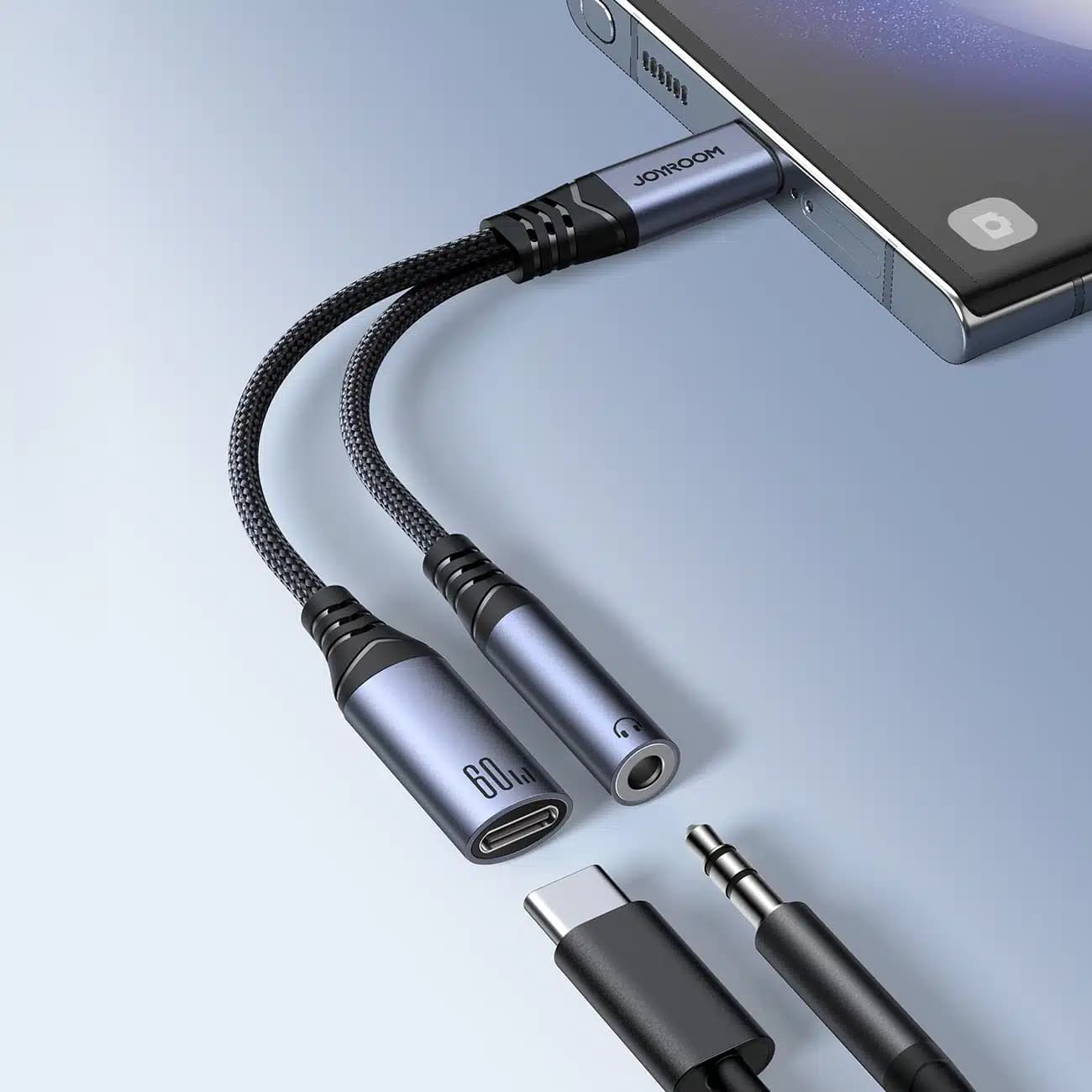 Joyroom SY-C02 2in1 DAC adapter USB-C to USB-C / 3.5 mm mini jack - Μαύρο 8