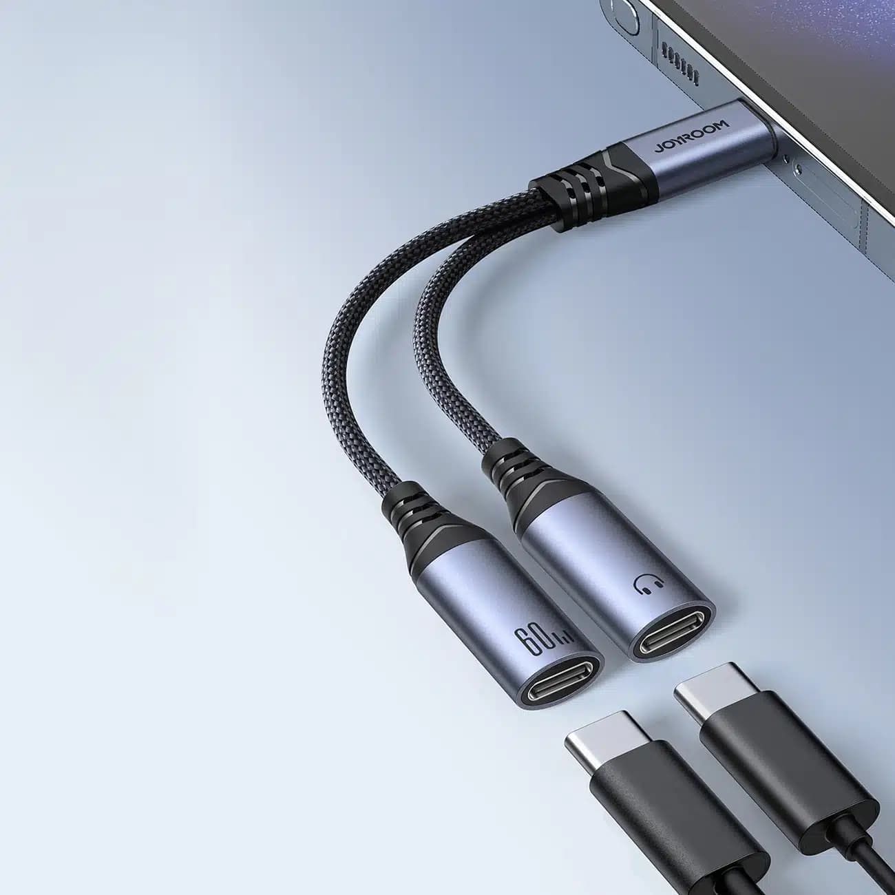 Joyroom SY-C03 USB-C to 2x USB-C 2in1 DAC adapter - Μαύρο 2