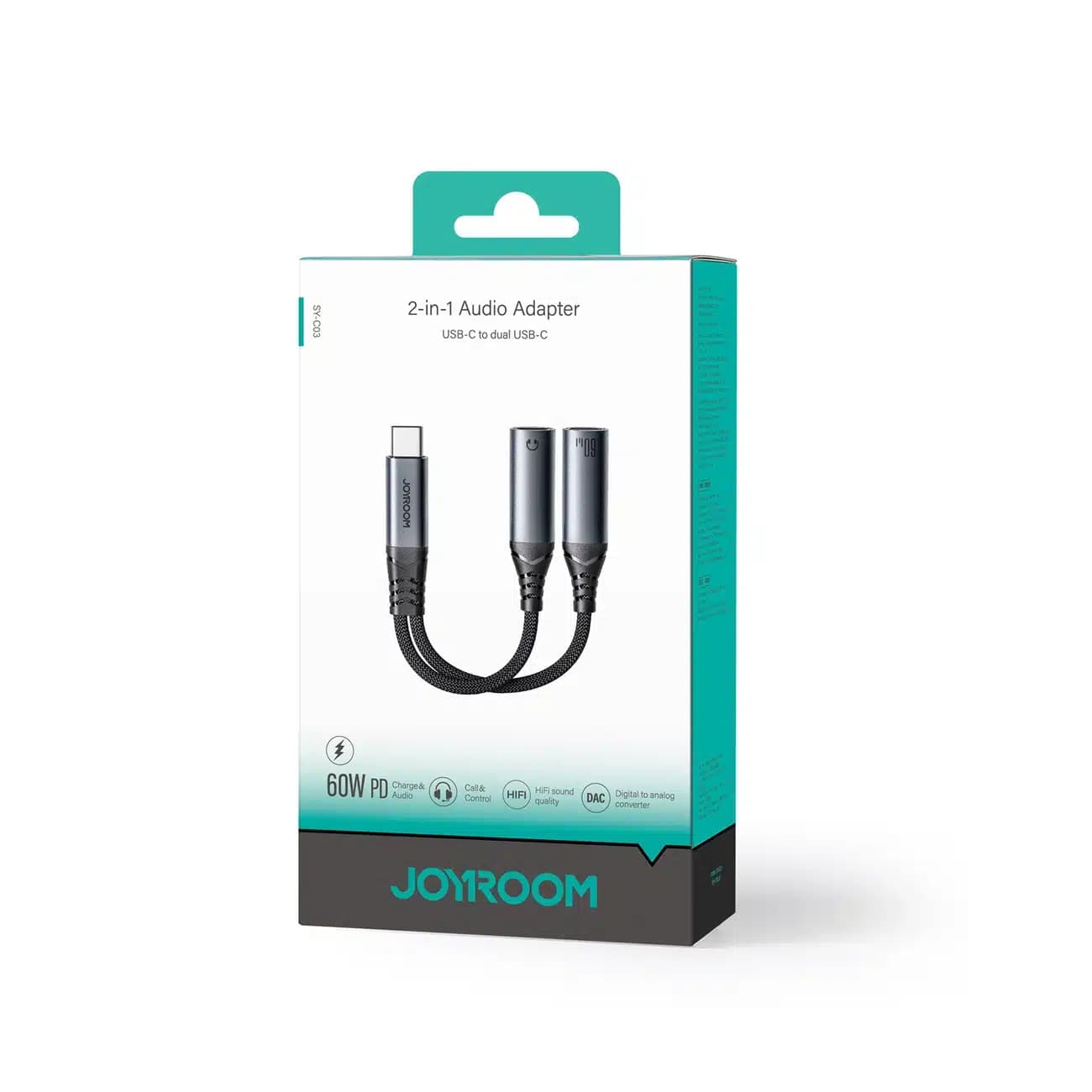 Joyroom SY-C03 USB-C to 2x USB-C 2in1 DAC adapter - Μαύρο 5