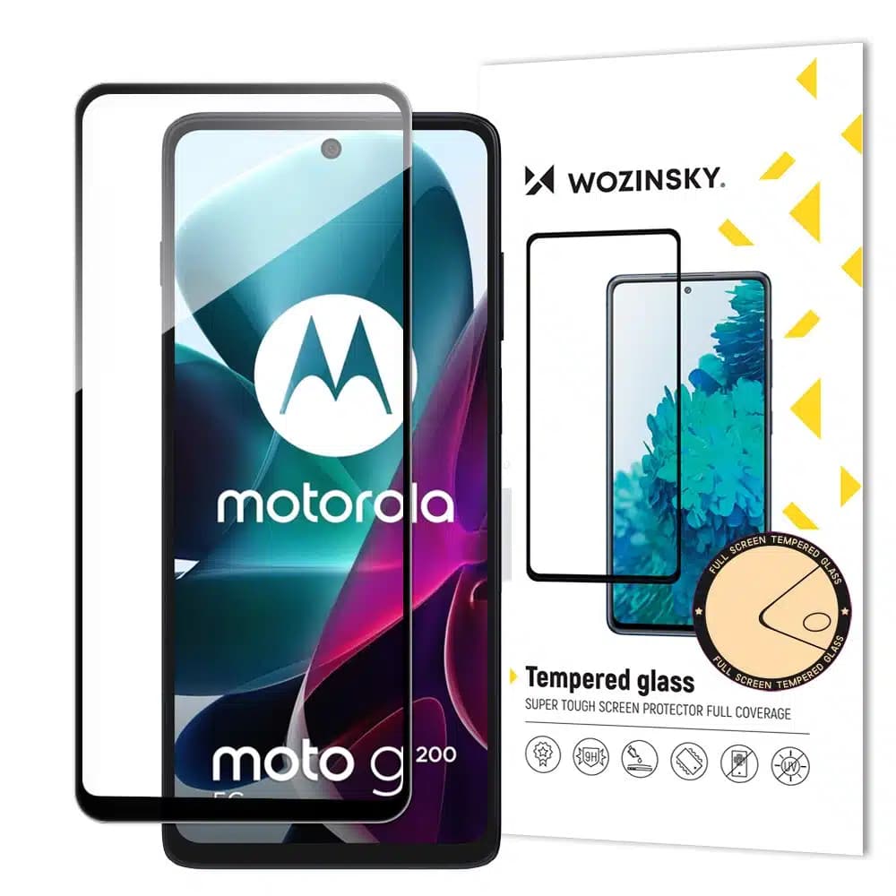 Προστασία Οθόνης Wozinsky Full Glue Tempered Glass για κινητό Motorola Moto G200 5G 9H Full Screen Tempered Glass με Μαύρο Πλαίσιο