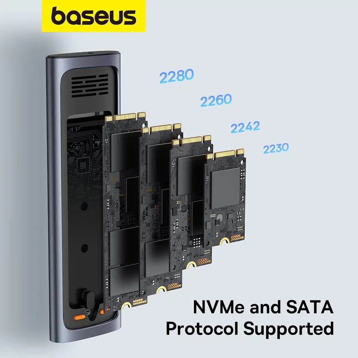 Baseus FlyJoy Series M.2 NVMe / M.2 SATA 10 Gb/s SSD bay - Γκρί 12