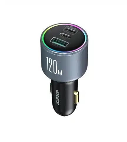 Joyroom JR-CCN07 car charger 120W 2xUSB-C USB-A + USB-C cable 100W - dark Γκρί 8