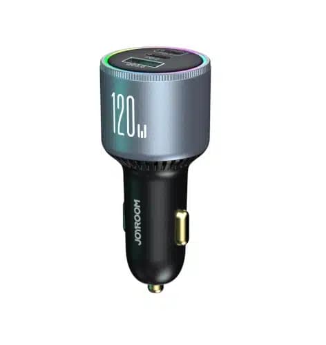 Joyroom JR-CCN07 car charger 120W 2xUSB-C USB-A + USB-C cable 100W - dark Γκρί 2
