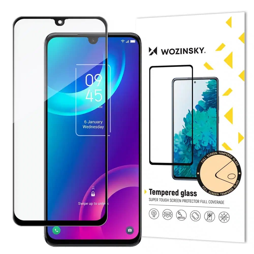 Wozinsky super tough Full Glue tempered glass full screen with Case Friendly TCL 30 Plus Μαύρο frame