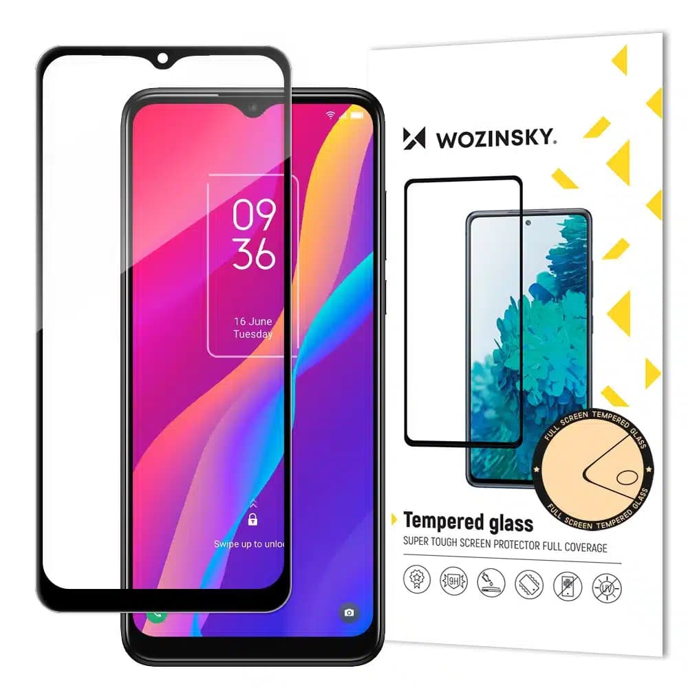 Wozinsky super tough Full Glue tempered glass full screen with Case Friendly TCL 30E Μαύρο frame
